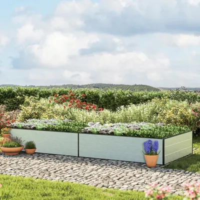 Produktbild von GFP HALFSIZE Aluminium Hochbeet - Platzsparendes & Stabiles Gartenbeet in Aluminium eloxiert - 297 x 119 x 39 cm - Ideales halbhohes Modell für Familien-Gartenspaß