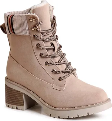 Produktbild von topschuhe24 2601 Damen Winter Velours Stiefeletten Kurzstiefel, Farbe:Beige, Größe:39 EU