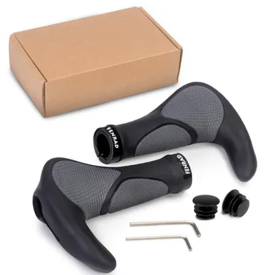 Produktbild von Fahrradgriffe ergonomisch mit Horn, rutschfestes Gummi, 22 mm, für MTB, Trekking, E-Bike, Cityrad