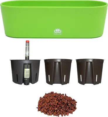 Produktbild von Set6 6 teilig Kunststoff Flori Pflanzschale apfelgrün für Hydrokultur L 36.0 cm B 13.5 cm H 11.0 cm