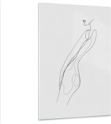 Produktbild von Bilder auf glas - Einteilig - Kontur Frau Minimalismus - 80x120cm - Glasbilder - Wandbilder - Bilder - zum Aufhängen bereit - Wanddekoration aus Glas - Glas Bilder - Wandbild auf Glas - GPA80x120-4242