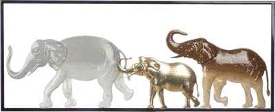 Immagine prodotto di Gilde Wandrelief, rechteckig, "Savanne", Elefantenmotiv, Metall, braun, grau, goldfarben, VE 1, L. 2 cm, B. 61 cm, H. 25 cm 84282 4063387842829
