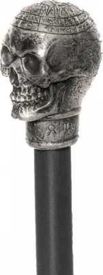 Produktbild von Gehstock mit Antik Totenkopf in Silber als Knauf