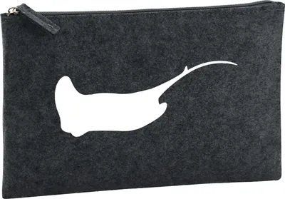 Produktbild von Huuraa Kulturbeutel Rochen Silhouette 1 Liter Charcoal Filz Kosmetiktasche Geschenkidee