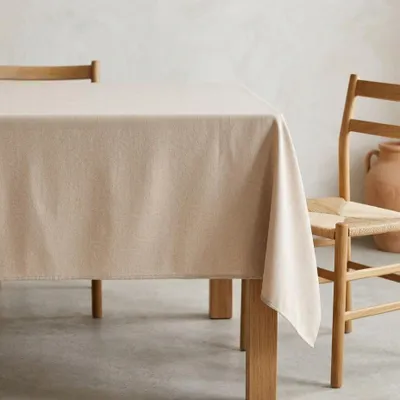 Produktbild von GAMUSI Tischdecke, fleckabweisend, glatt, rechteckig, melierter Stoff, natürliche Haptik, 140 x 300 cm, Beige