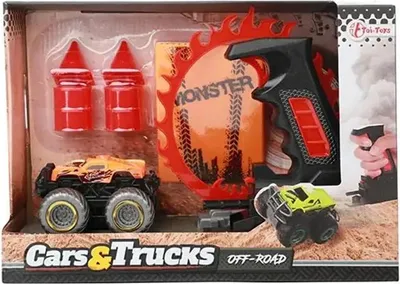Produktbild von Toi-Toys CARS_TRUCKS Monster Truck Set – Shooter Launcher + Rampe, Stunt-Spielzeug ab 3 Jahren orange