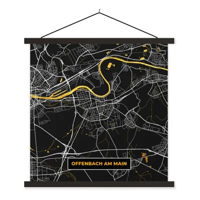 Produktbild von MuchoWow® Textilposter Offenbach am Main - Stadtplan - Gold - Karte - Deutschland 120x120 cm mit schwarzem Rahmen - Aufhängungsset