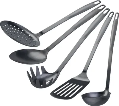 Produktbild von Stanley Rogers Küchenhelfer Satin 5er Set Edelstahl Schwarz Hochwertiges Design für moderne Küchen