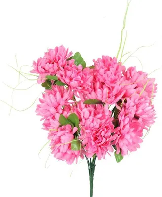 Imagen del producto de Ramo de 14 crisantemos rosas con elementos decorativos de 54 cm de largo