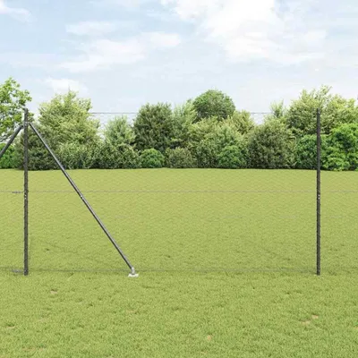 Produktbild von Graue Zaunpfosten aus Stahl und PVC, 10 x 1,5 m (36 mm Netz), 4er-Set für Außengeländer mit Wetter- und Korrosionsbeständigkeit