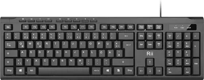 Produktbild von PC Tastatur USB, Business Slim Tastatur mit Kabel für Computer, Laptop, Mac, Windows, macOS, QWERTZ Deutsches Layout– Schwarz