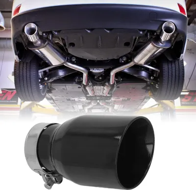 Productafbeelding van 160 mm schuine uitlaatspuitstuk, geschikt voor auto's. Inlaat: 60 mm, uitlaat: 89 mm, zwart, roestvrij staal, voor auto-emissiesystemen