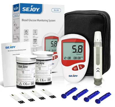 Produktbild von Blutzuckermessgerät - Diabetes-Testset - Rot - 25 Teststreifen und Lanzetten - Kompatibel mit BG201/202/203 - Ohne Bluetooth