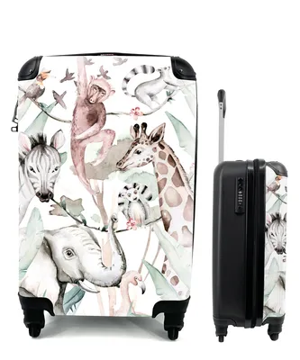 Produktbild von MuchoWow® Koffer Handgepäck Trolley Rollkoffer Kleine Reisekoffer mit 4 Rollen - Aquarellieren - Tiere - Elefant - Jungen - Mädchen - Kinder - Kinder - Cabin Size < 55x40x23 cm & 55x40x20 cm - Kinderkoffer - Kabinenkoffer - Boardgepäck - Reise-Box - Reisekoffer - Reisegepäck - Koffer mit Bild - Trolley für Kinder
