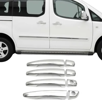 Image de Couverture de poignée de porte pour Peugeot Partner 2015-2018 en Acier Inox 8Pcs