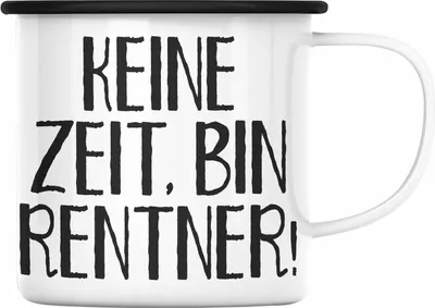 Produktbild von Trendation - Rentner Emaille Tasse Geschenk Ruhestand Frau Mann Renteneintritt Geschenke für Männer Frauen Lustig Rentnerin Pensionierung Kollegin (Schwarz)