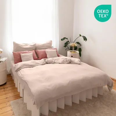 Image de Parure de lit en mousseline 220x240 cm rose tendre avec 2 taies d'oreiller 80x80