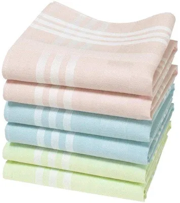 Zdjęcie produktu dla Ibenzoa® – zestaw 6 chusteczek z tkaniny, wykonanych w 100% z certyfikowanej organicznej bawełny GOTS, o wymiarach ok. 28×28 cm, w różnych kolorach, miękkie i chłonne, wielokrotnego użytku, można prać w temperaturze do 60°C