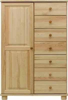 Produktbild von Kinderzimmerschrank Kiefer massiv 139x90x42 cm, 7 Schubladen, 1 Tür