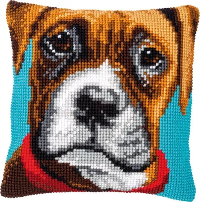 Image de Vervaco Coussin point de croix "Boxer", dessin à broder, 40x40cm