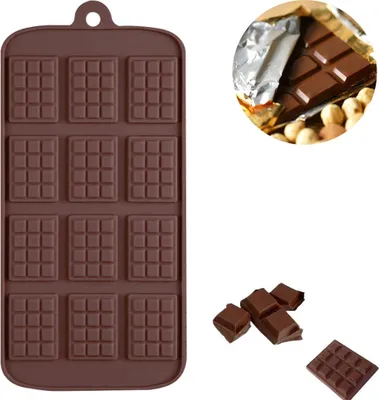 Produktbild von Silikon-Schokoladen- und Waffelformen mit 12 Mulden, BPA-frei, wiederverwendbar, 100 % Silikon, spülmaschinenfest