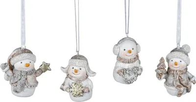 Produktbild von 2 x Hänger Schneemann | mit Stern und Schneeflocke | Hängedeko Dekohänger | 5 cm