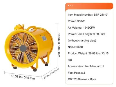 Imagen del producto de Ventiladores para construcción - 350W - Ventilador - Ventilador de extracción - Extractor industrial - y soplador - Portátil