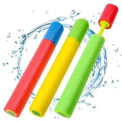 Produktbild von 3pcs Lange Wasserpistole Kinder 35cm Bunte Schaumstoff Wasserspritzpistole Spritzpistole Wasser Schwimmbad Strand Outdoor