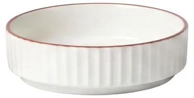 Productafbeelding van Keramische kom Gusto, diameter 10 cm – zandkleurige matte afwerking met bruine rand, merk Clay