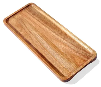 Productafbeelding van Deko-bord van acaciahout - Rechthoekig - Serveerplank voor etenswaren en kaarsen - 30 x 12 cm