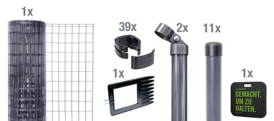 Immagine prodotto di Alberts 693602 Fix-Clip Pro come set completo di recinzione, per la posa nel calcestruzzo con cuscino a ginocchio, antracite, altezza 122 cm, lunghezza 25 m