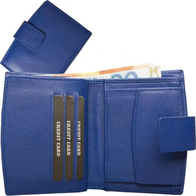 Produktbild von Geldbörse mit Außenriegel Nappa Leder Kombibörse royalblau