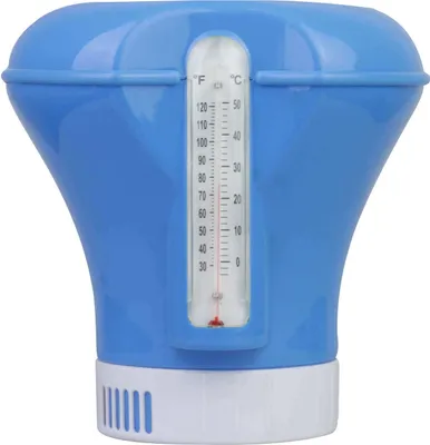 Produktbild von mediPOOL Dosierschwimmer mit Thermometer, Schwimmdosierer, Chlordosierer, Dosierer, Pool, Pooldosierer, Chlorauflöser, Sauerstoffdosierer