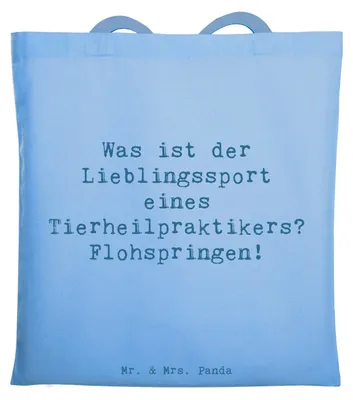 Produktbild von Mr. & Mrs. Panda Shopping Tasche Spruch Tierheilpraktiker Humor - Sky Blue - Geschenk, Kräuterheilkunde Tiere, Jutebeutel, Lieblingssport eines Tierheilpraktikers, Beutel