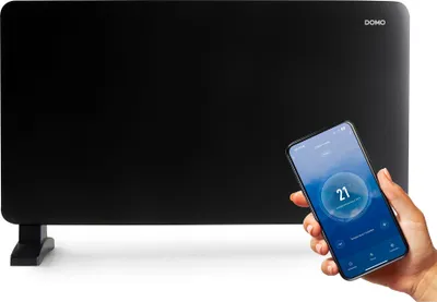 Immagine prodotto di Stufa elettrica convezione da 2000W, modello Domo DO7355CH, con Wi-Fi e telecomando, funzione eco, silenziosa, display LED, colore nero