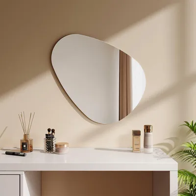 Immagine prodotto di Specchio da parete asimmetrico a forma ovale, 50x70 cm, ideale per il bagno
