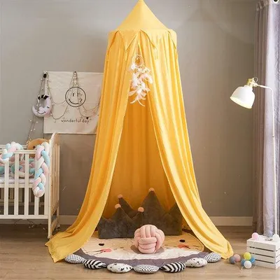 Obrázok produktu pre Detský kupolový baldachýn, stan k princeznej posteli, dekorácia do spálne, domček na čítanie a hranie, žltý, polyester