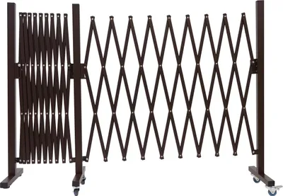 Produktbild von Absperrgitter HWC-B34, Zaun Scherengitter Trenngitter, Alu ausziehbar Laufrollen braun  Höhe 109cm, Breite 60-530cm