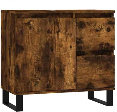 Obrázek produktu pro vidaXL Koupelnová skříňka Smoked Oak 65x33x60 cm Materiál dřeva
