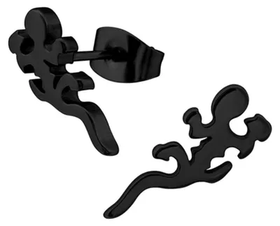 Produktbild von Ohrstecker Echsen: Edelstahl Ohrringe Eidechse Schwarz