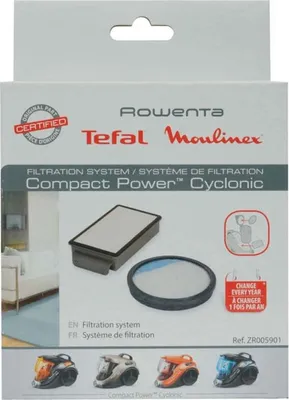 Zdjęcie produktu dla Rowenta ZR005901 Filter, passend für Compact Power Cyclonic Staubsauger RO37xx, Filtr, Cylinder próżniowy, Czarny, Wielobarwny, Plastik, Rowenta, Compact Power / Cyclonic