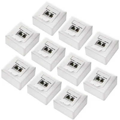 Produktbild von deleyCON MK-MK2165, 2 x RJ-45, Weiß, 80 mm, 80 mm, 10 Stück(e)