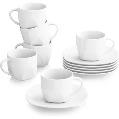 Productafbeelding van Koffieservies, porselein, inclusief onderzetters en kopjes, 6 stuks (verpakking van 1)