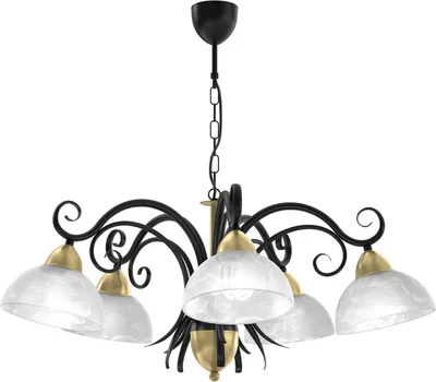 Produktbild von Luminex Kronleuchter Flora 5 Glasschirme Deckenlampe Lampe Licht Schwarz Mess643