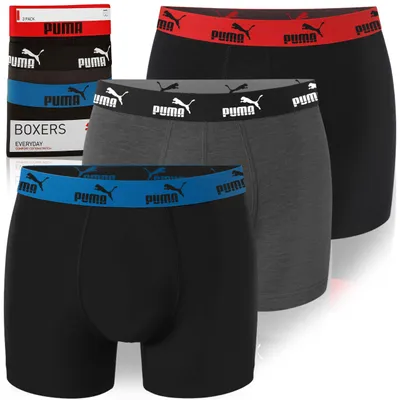 Produktbild von PUMA Herren Boxershorts Schwarz/Anthrazit Baumwolle 3er Pack