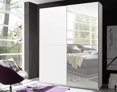 Produktbild von Schwebetürenschrank PULS Kleiderschrank Schrank Schlafzimmer 170cm weiß Spiegel