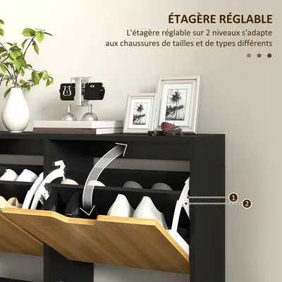Image de Armoire à chaussures - Rangement à chaussures - Étagère à chaussures - Meuble à chaussures - Rangement pour chaussures - Grande capacité : 16 paires