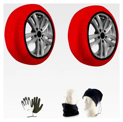Produktbild von Schneeschutz für Auto, SUV, 4x4, Transporter mit Reifen 165/80 R15, zugelassene Schneesocken aus rutschfestem Material für Fahrzeuge auf Mischstraßen