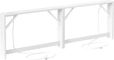 Productafbeelding van Console tafel, smal, set van 2, instaptafel met oplaadstation, 15 x 200 x 80 cm, console tafel van hout, bijzettafel, tafel voor de hal, geschikt voor woonkamer en hal, wit