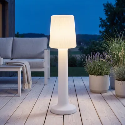Produktbild von LED Stehleuchte außen 110 cm hoch Stecker Kabel IP65 Weiß 6000 K 1600 lm Außenlampe Terrasse Garten